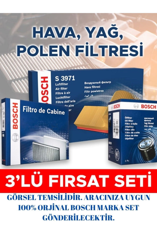 3'LÜ FİLTRE SETİ AUDI A3 1.8 TFSI Limousine 5/2013 - 8/2016 132 (kW) 8VS, 8VM