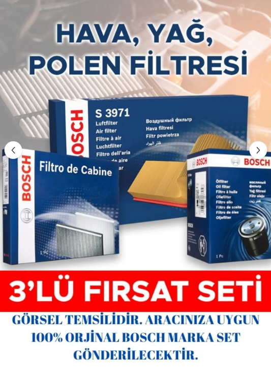 Audi A6 2.0 tdi 9/2005 - 6/2006 89 kW 3'Lü Periyodik Bakım Filtre Seti ( Hava Yağ Karbonlu Polen )